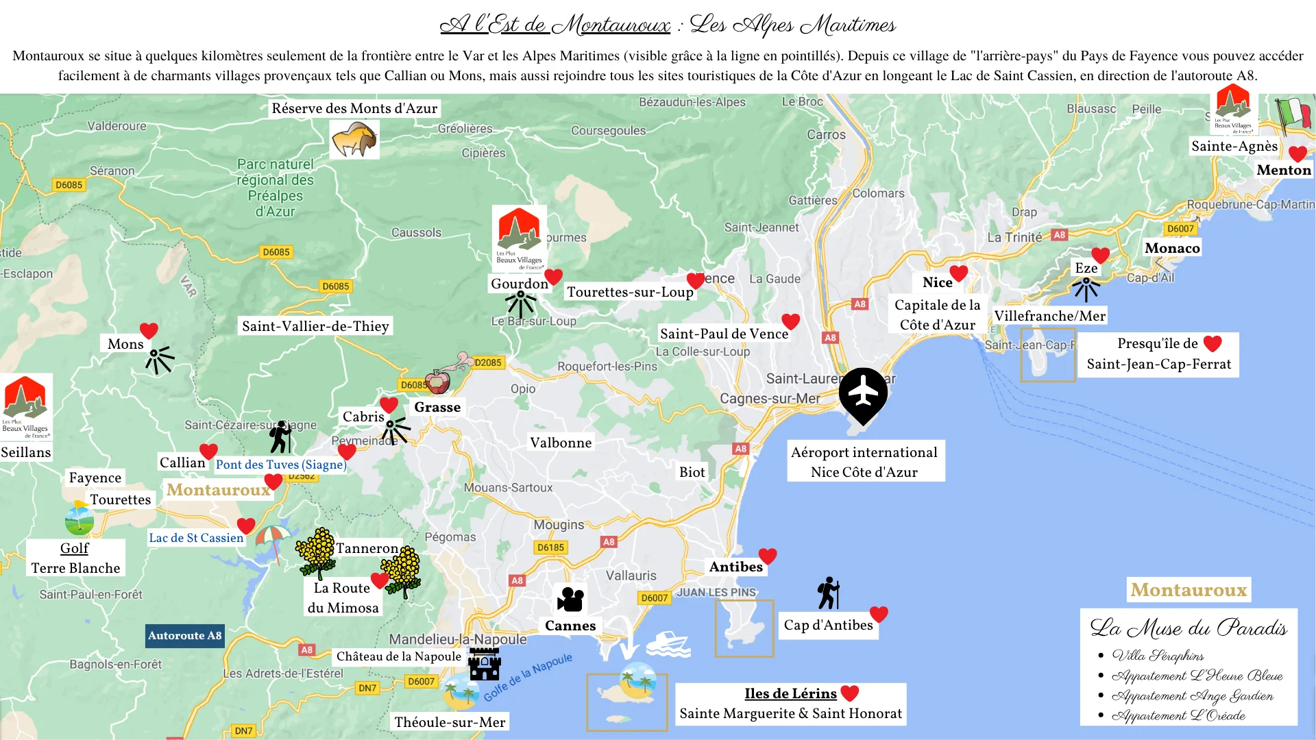 À l'est de Montauroux : les Alpes-Maritimes, de Mons et Grasse jusqu'à Nice, Monaco et Menton